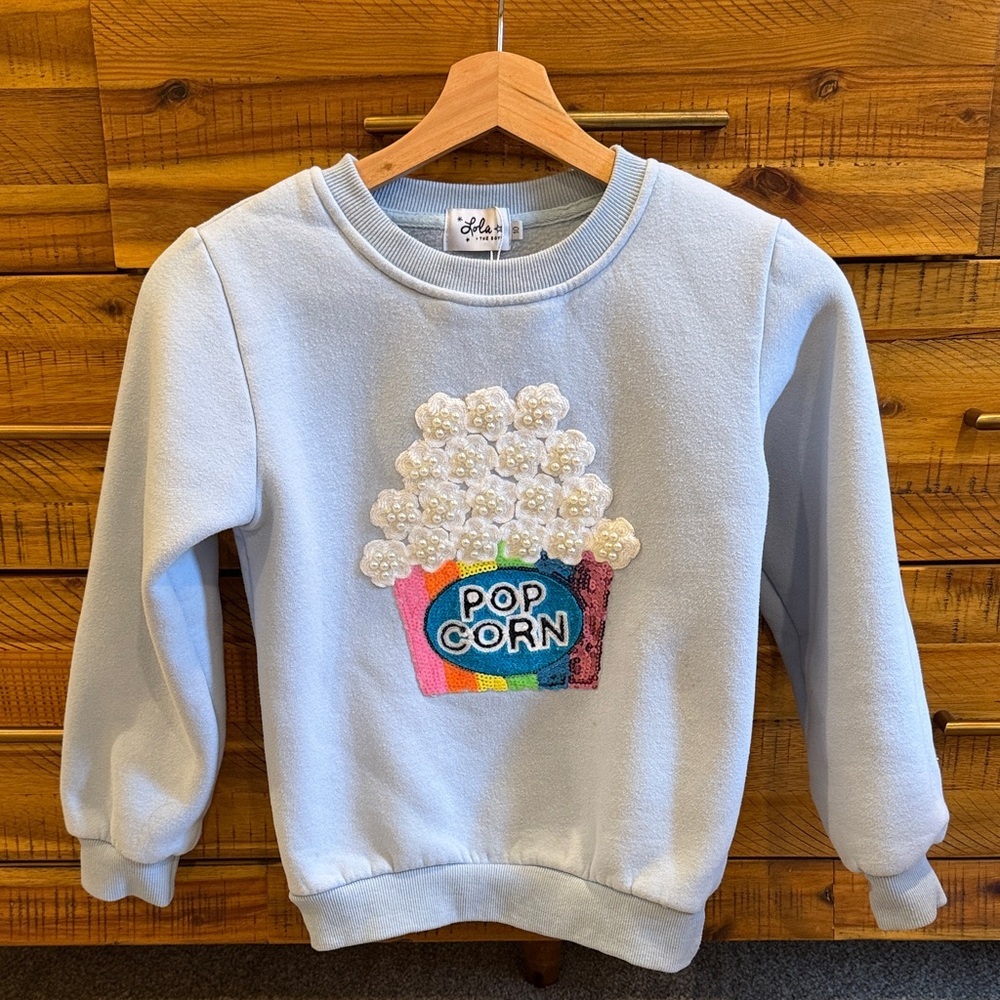 Lola + The Boys Blue Popcorn Graphic Sweatshirt - Picture 2 of 7